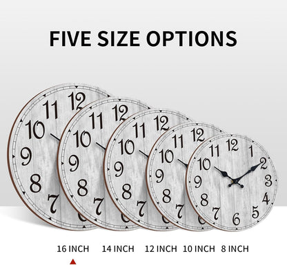 Wall Clock, Rustic Wall Clocks Battery Operated Silent Non Ticking, Country Round Wooden Clocks Farmhous Wall Decorative for Kitchen, Bathroom, Living Room (Gray 8 Inch)