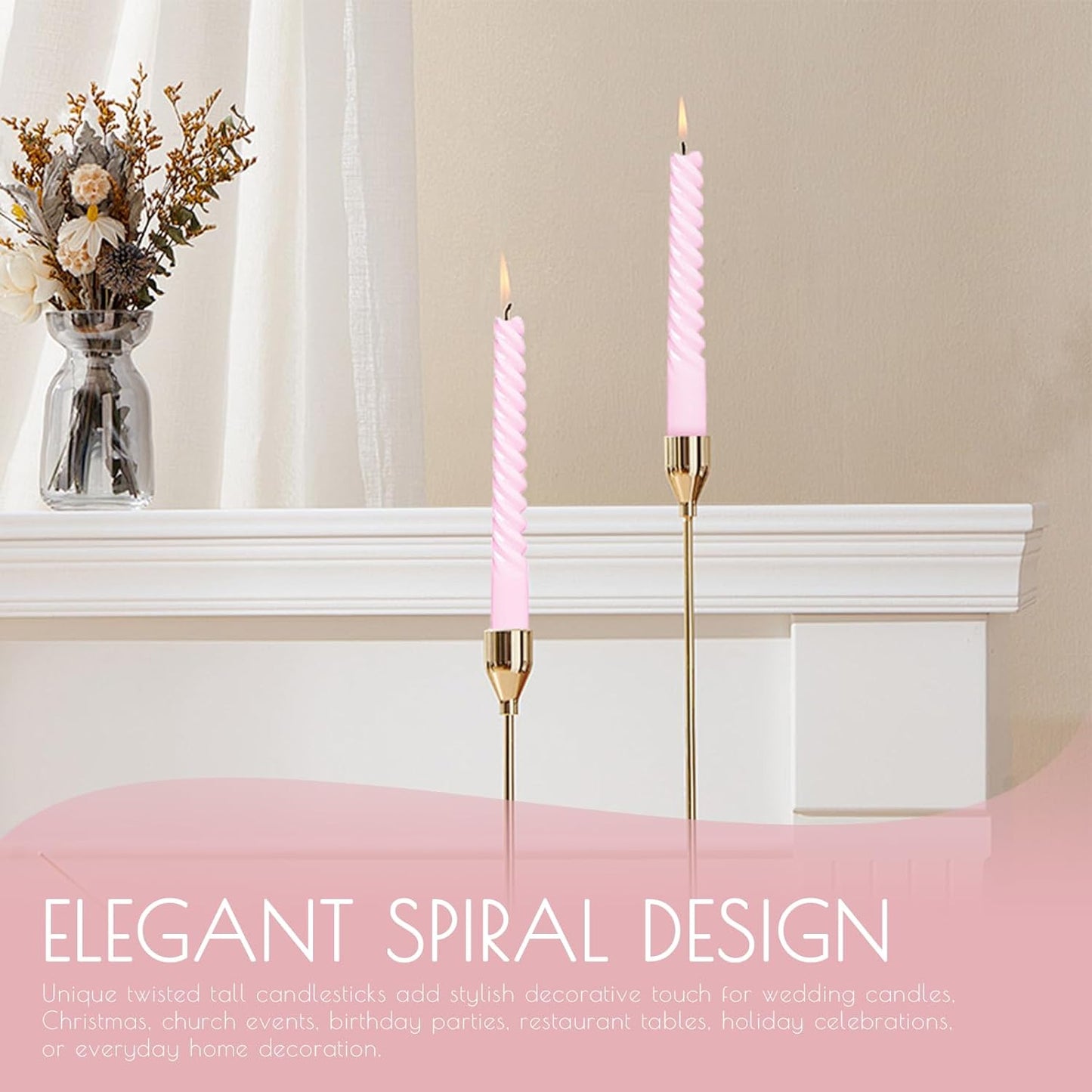 10 Pack Ivory Spiral Taper Candles 3/4×10 Inch – Dripless Smokeless Unscented Long Twisted Tapered Candle Sticks for Wedding Dinner Home Decor Advent Christmas – Cream Candlesticks