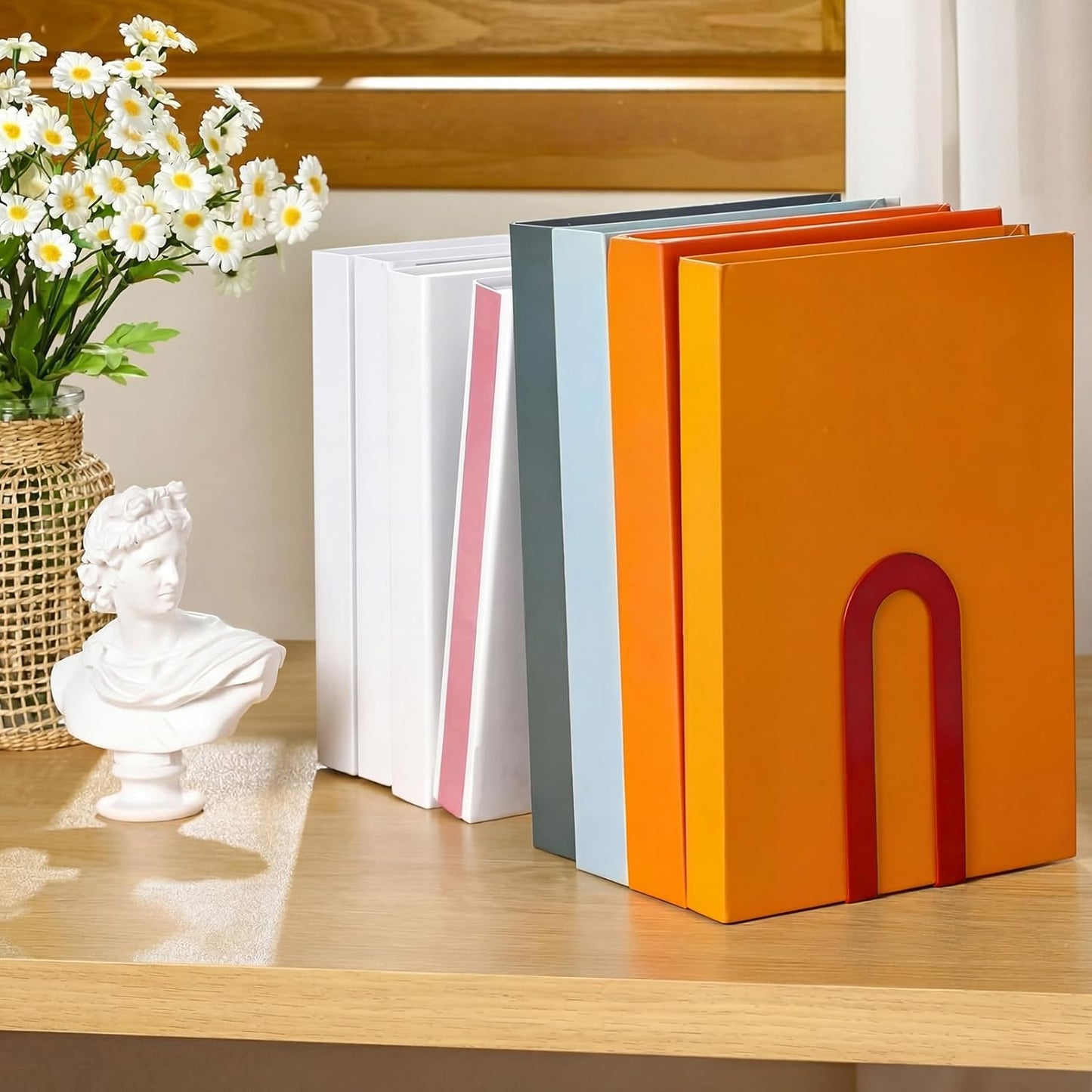 Chunful 12 Pcs Modern Metal Book Ends for Shelves Decorative Small Bookends Book Shelf Organizer Minimalist Design Stopper to Hold Books for Home Office (Gold,5.5 * 3.75 * 2.25inch)