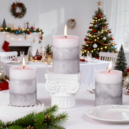 KONNI Coffee Layered Pillar Candles Set of 3, 3"x 4" Unscented Pillar Candles Bulk, 39 Hours Long Burning Candles, Smokeless&Dripless Round Candle for Wedding, Home Decoration, Parties, Spas, Dinner