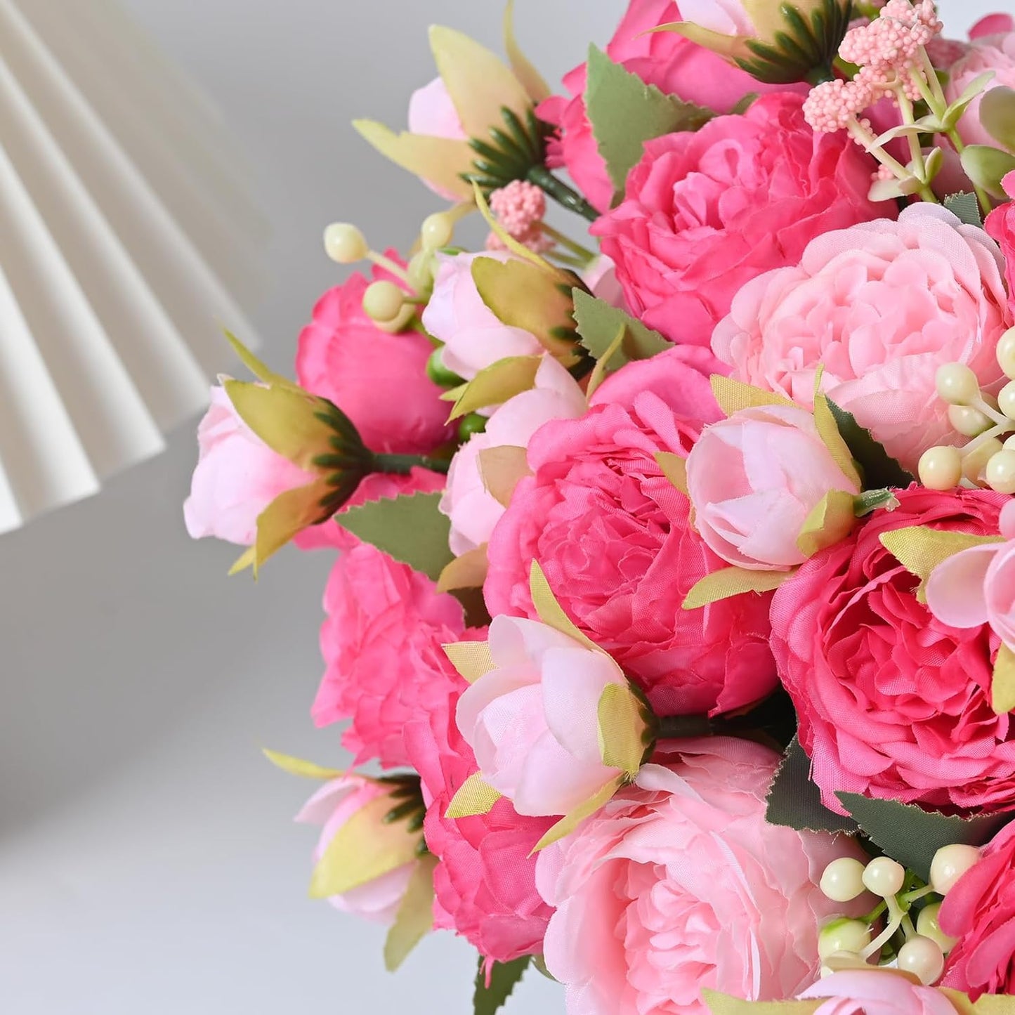 MARTINE MALL 2 Packs Peonies Artificial Flowers, Light Pink Artificial Peonies, Silk Peonies Flowers Fake Peonies Artificial Flowers Peonies Bouquet for Centerpiece Table Wedding Party Home Decor