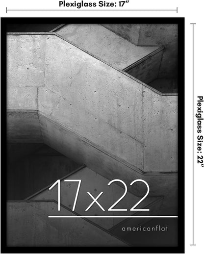 Americanflat 24x36 Poster Frame with Polished Plexiglass - Streamline Collection - Thin Border Picture Frame for Wall Display - Hanging Hardware Included - Black - Colors B