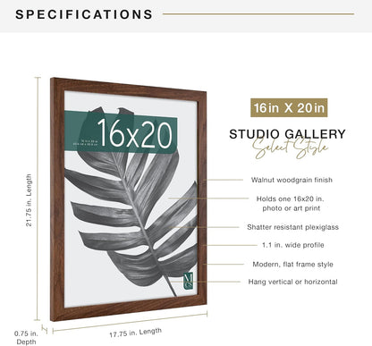 MCS Studio Gallery 16x24 Poster Frame Black Woodgrain Engineered Wood, Vertical & Horizontal Wall Hanging Large Picture Frame for Photos, Posters & Art Prints (1-Pack)