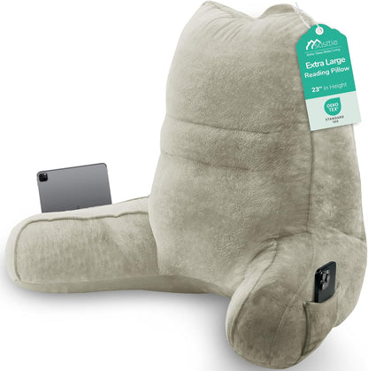 Sasttie Reading Pillows for Sitting in Bed Adult, Back Pillow Bed Sitting Up, Back-Rest Support Cushion for Sit Up on Couch, Sofa, and Floor, Dorm Essentials, Oeko-Tex Certified, Dark Grey