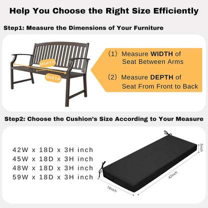idee-home Outdoor Bench Cushion Waterproof, Bench Cushions for Outdoor Furniture, Patio Porch Swing Replacement Seat Pad with Ties for Garden Backyard, 48 x 18 Inch Red