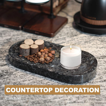 Koville Italian Travertine Tray, 12"x6" Vanity Decorative Marble Tray for Countertop, Catchall Tray for Perfume, Candles, Jewelry Dish Tray