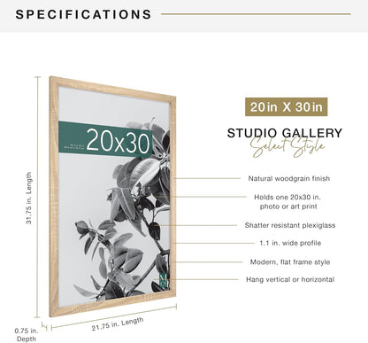 MCS Studio Gallery 16x24 Poster Frame Black Woodgrain Engineered Wood, Vertical & Horizontal Wall Hanging Large Picture Frame for Photos, Posters & Art Prints (1-Pack)