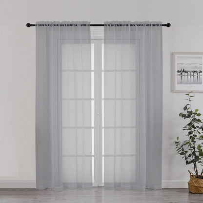 Chyhomenyc Sheer White Valances for Windows 2 Pack, Small Window Curtains for Living Room Bathroom Cafe Laundry Basement, Modern Top Dual Rod Pocket Voile Curtain, 42W x 14L inches, White - Colors C