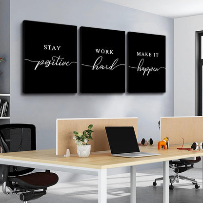 Inspirational Canvas Painting Wall Art -EPHANY ART,Mindset Quotes Prints, Success Framed Entrepreneur Poster Positive Quotes Wall Poster for Home Office Workplace (M-3pcs,12x16inchx3pcs)