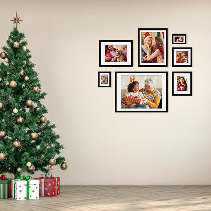 Egofine 12x16 Picture Frame Black, Covered by Plexiglass Made of Solid Wood, Display Pictures 9x12 and 11x14 with Mat or 12x16 Without Mat, for Wall Mounting Photo Frame - Colors B