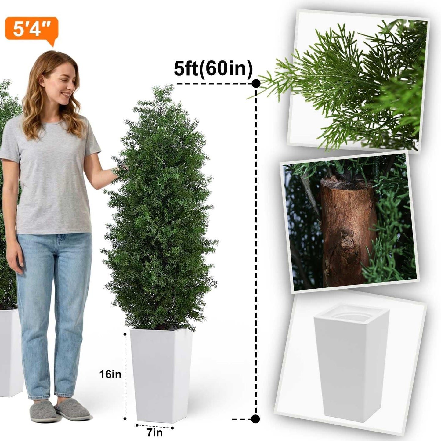 Aveyas 7ft Artificial Olive Tree for Home Decor, 7 Feet Large Faux Plant Fake Skinny Silk Trees with Pot for Indoor Outdoor House Living Room Office (7 ft Tall Including Raised Pot)