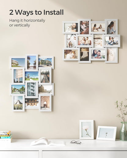 SONGMICS Collage Picture Frames, 4x6 for Wall Decor, Multi Family Photo for Gallery Decor, Hanging Display, Set of 12, Rustic Brown URPF026X01