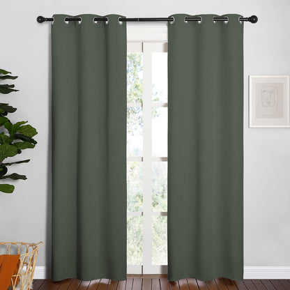 NICETOWN Halloween Pitch Black Solid Thermal Insulated Grommet Blackout Curtains/Drapes for Bedroom Window (2 Panels, 42 inches Wide by 63 inches Long, Black) - Colors C