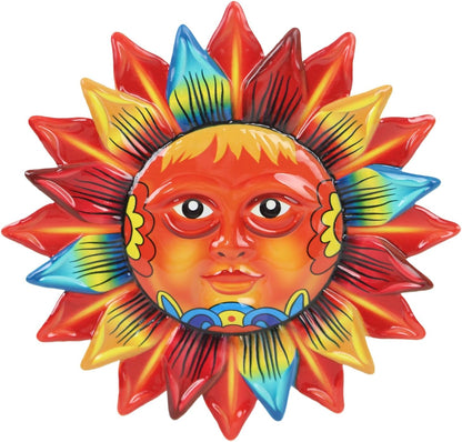 Large Metal Sun Wall Decor Outdoor, 27 Inch Sun and Moon Decor Metal Wall Art, 3D Sun Wall Decor for Patio Garden Yard Fence Bedroom Living Room Decoration