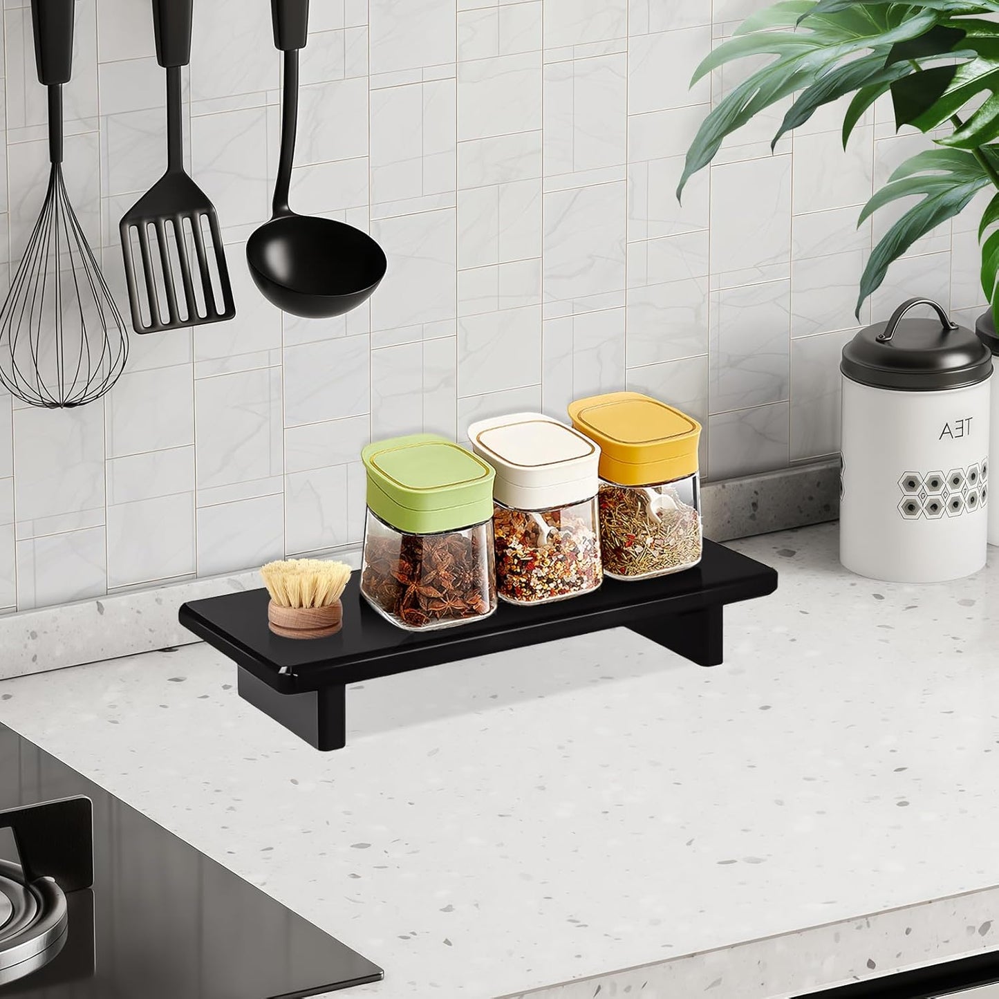 Chivalral Acrylic Bathroom Counter Tray: Water-Resistant Kitchen and Bathroom Tray Countertop Decor,Perfect for Soap Dish,Vanity,Plant,Candle Decor,and Riser Organizer-Small