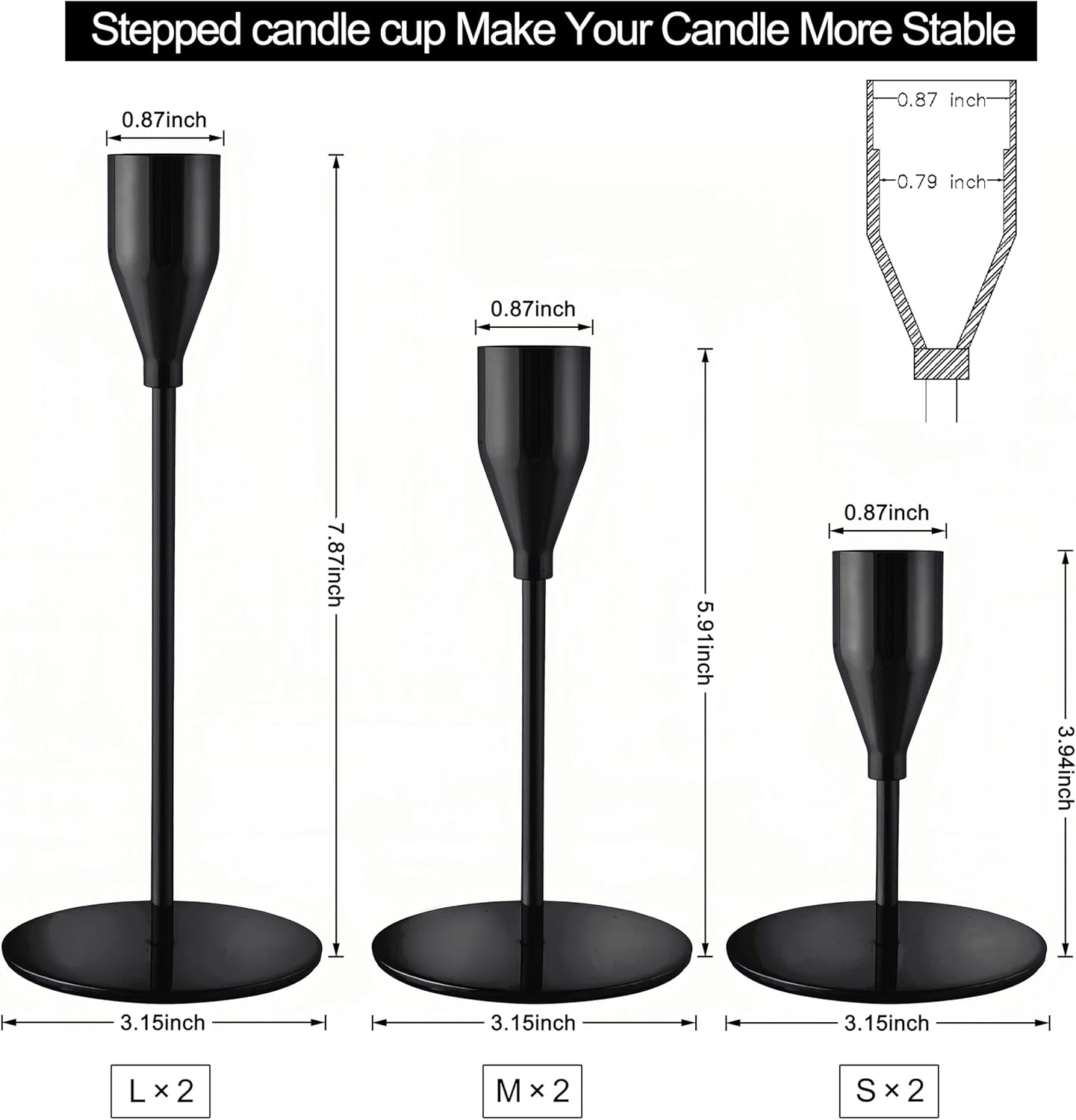 French Gold Taper Candle Holders for Wedding Table Centerpiece,Tall Taper Candlestick Holders Bulk Set of 6,Metal Candle Stick Holders for Dinning or Mantel Centerpiece,Party Home Decor