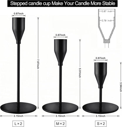 French Gold Taper Candle Holders for Wedding Table Centerpiece,Tall Taper Candlestick Holders Bulk Set of 6,Metal Candle Stick Holders for Dinning or Mantel Centerpiece,Party Home Decor