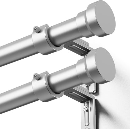 YaFex Curtain Rods 32-144 Inch, Heavy Duty 1 Inch Adjustable Curtain Rod for Windows, Black Extra Long Window Treatment Rods, Modern Design, Easy Installation