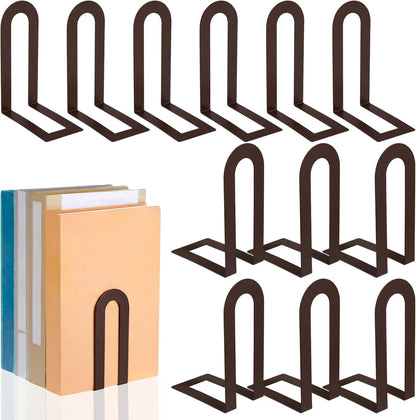 Chunful 12 Pcs Modern Metal Book Ends for Shelves Decorative Small Bookends Book Shelf Organizer Minimalist Design Stopper to Hold Books for Home Office (Gold,5.5 * 3.75 * 2.25inch)