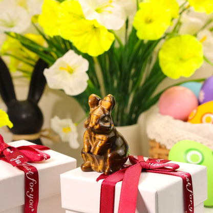 DUQGUHO Bunny Decor Easter Rabbit Decor Crystals Easter Gifts Decoration Bunny Statue Amethyst Crystals Figurines Bunny 1.5’’