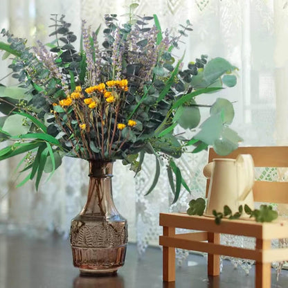 52 PCS Mix Dried Eucalyptus & Lavender Flowers Bundles for Shower, 17'' Natural Real Hanging Silver Dollar Eucalyptus Leaves Stems, Fragrance Fresh Plants Home Bathroom Decor (52pcs)