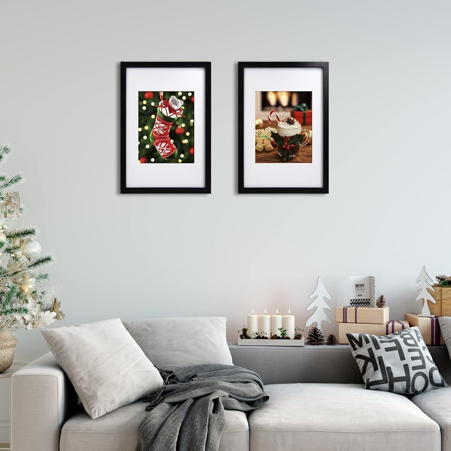 Egofine 12x16 Picture Frame Black, Covered by Plexiglass Made of Solid Wood, Display Pictures 9x12 and 11x14 with Mat or 12x16 Without Mat, for Wall Mounting Photo Frame - Colors B