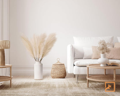 ZIFTY 7-Pcs 38"/3.1FT Faux Pampas Grass Large Tall Fluffy Artificial Fake Flower Bedroom Decor Boho Decor Bulrush Reed Grass for Vase Filler Farmhouse Home Wedding Decor (Beige Mixed)