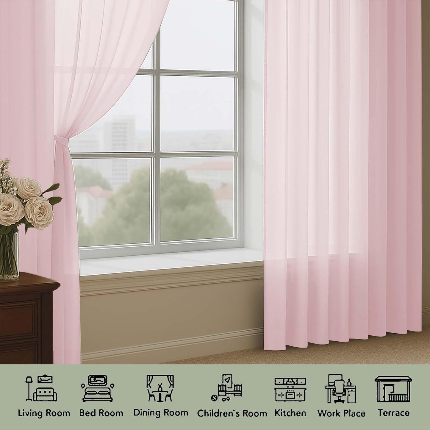 OWENIE Sheer Curtains 84 inches Long 2 Panels Set for Living Room/Bedroom, Rod Pocket Voile Sheer Panel Drapes, White, 2pcs, Each 42" W x 84" L - Colors A