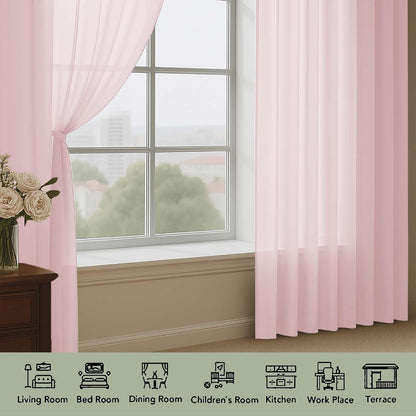 OWENIE Sheer Curtains 84 inches Long 2 Panels Set for Living Room/Bedroom, Rod Pocket Voile Sheer Panel Drapes, White, 2pcs, Each 42" W x 84" L - Colors A
