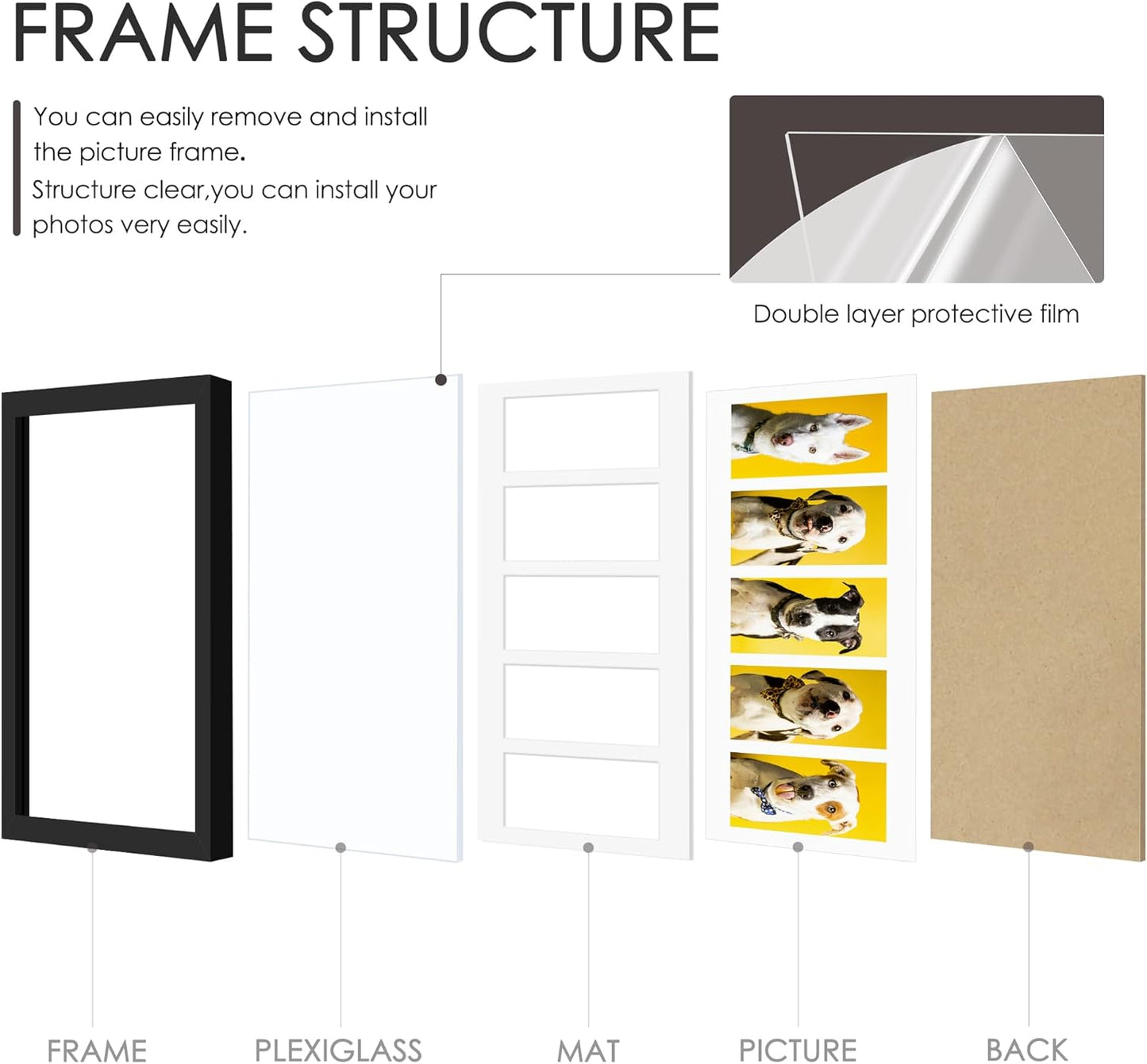 DUENPY 14x26 Collage Picture Frame 4x6 Collage Picture Frame Displays Twelve 4x6 inch Photos Available Horizontal Wall Mounting Display and Vertical Black - Colors A