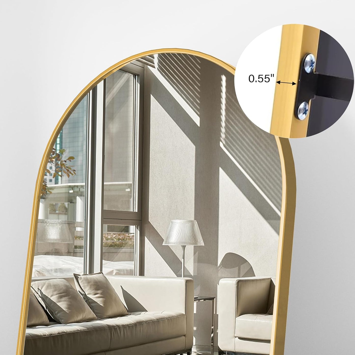 Mirror Full Length, 71"x26" Arched Full Length Mirror, Arch Mirror with Stand, Large Standing Mirrors, Oversized Full Body Mirrors with Aluminum Frame for Bedroom, Living Room (White)
