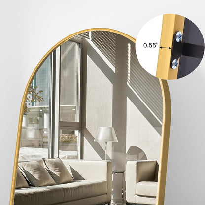 Mirror Full Length, 71"x26" Arched Full Length Mirror, Arch Mirror with Stand, Large Standing Mirrors, Oversized Full Body Mirrors with Aluminum Frame for Bedroom, Living Room (White)