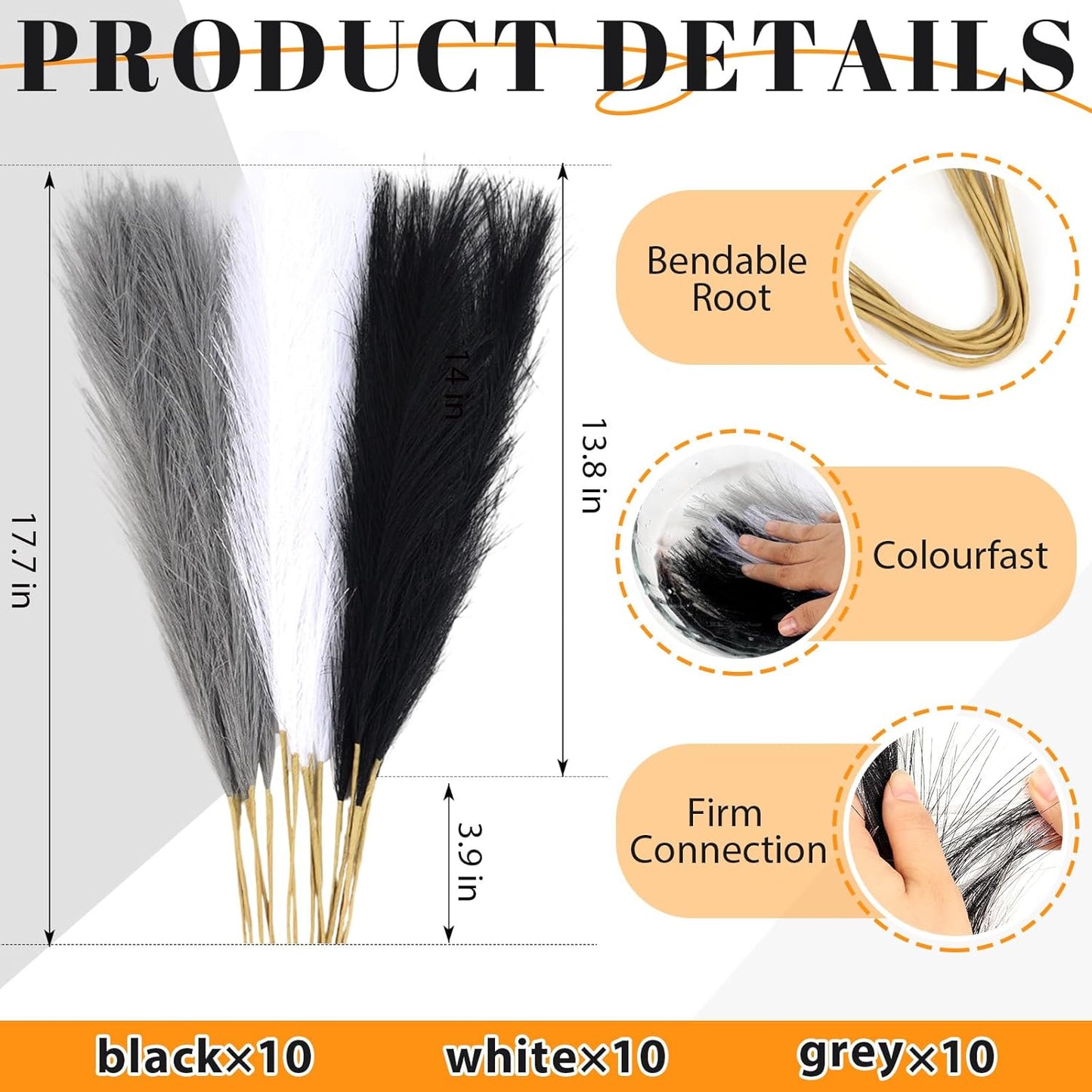 30pcs Pampas Grass Decor,21" Artificial Pompous Grass Bulk,Small Vase Filler Pompas Grass for Home Wedding Living Room Wall Party Decoration (Beige,Light Brown, 21 Inch 30 Pcs)