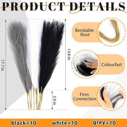 30pcs Pampas Grass Decor,21" Artificial Pompous Grass Bulk,Small Vase Filler Pompas Grass for Home Wedding Living Room Wall Party Decoration (Beige,Light Brown, 21 Inch 30 Pcs)