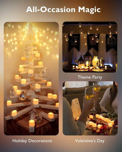 Homemory 24Pcs Flickering Flameless Candle Battery Operated, 200+Hours Fake Electric LED Tea Lights for Votive, Centerpiece Table Decorations, Wedding, Aniversary, Halloween, Christmas
