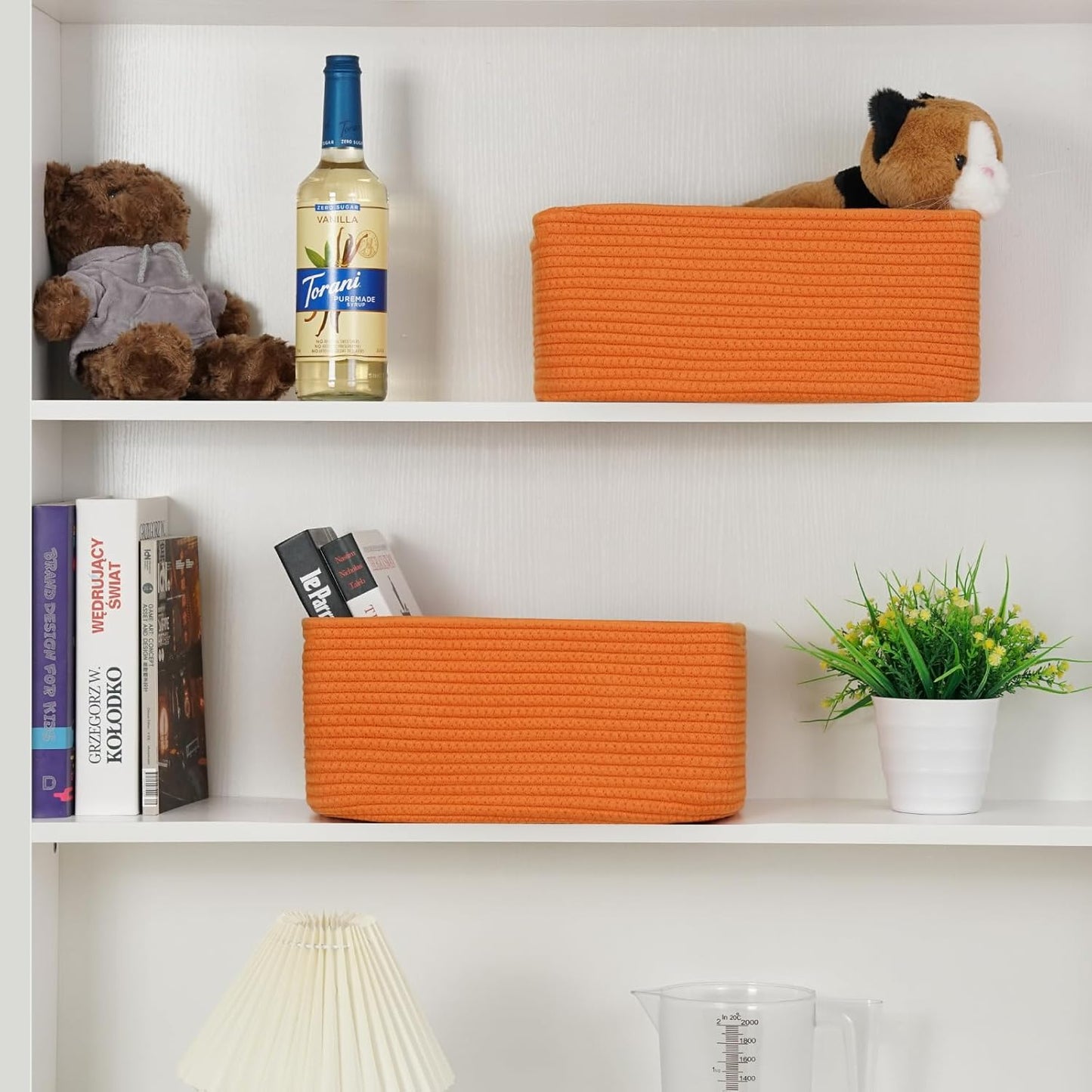 3-Pack Small Storage Baskets for Organizing | Woven Shelf Toy Basket | Rope Baskets for Gifts Empty | Closet Organizer Bins with Handles | Cube Decorative Box | 11.8×7.8×5.1” | Mixed brown