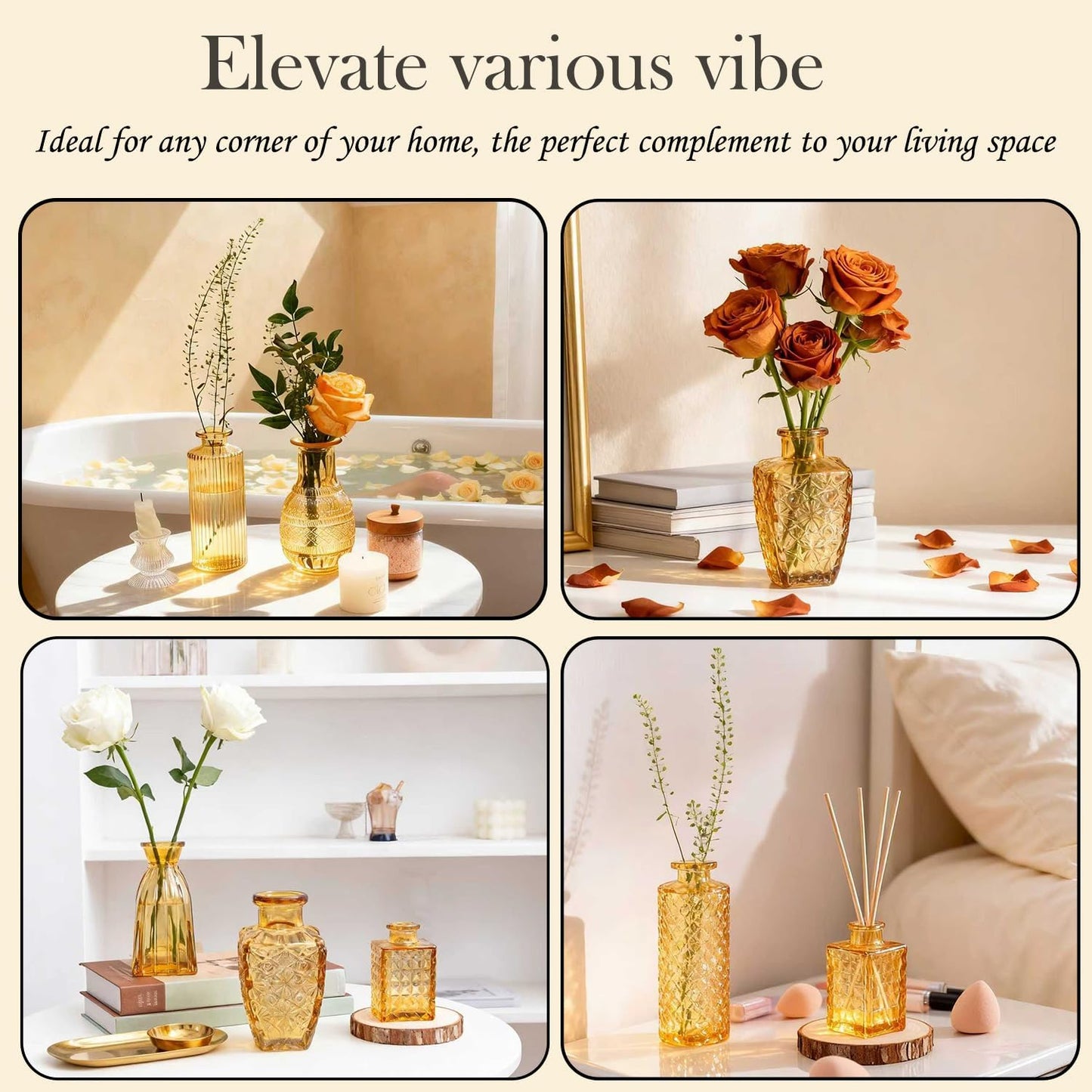 Clear Glass Bud Vase Set of 12 Pcs,Small Bud Vases in Bulk,Glass Crystal Flower Vases Table Centerpieces for Party Event Wedding Decor Baby Shower Decorations (Clear, 12 Pcs)