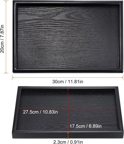 PATIKIL Wood Serving Tray 12x8 Inch Outer Base, Rectangular Decorative Platter for Home Decor Kitchen Table Candle Holder, Black