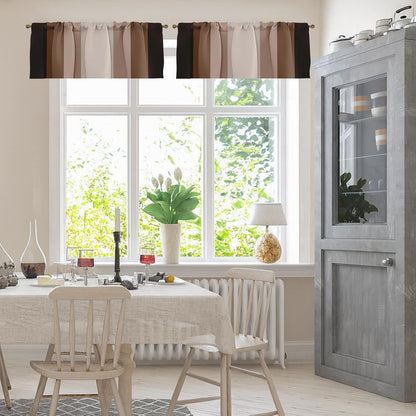Emvency 2 Pack Dark Grey Valances Window Treatments, Gray Striped Abstract Blackout Drapes Adjustable Curtain for Windows Living Room Kitchen Over Sink, 52x18 Inch Rod Pocket Valances