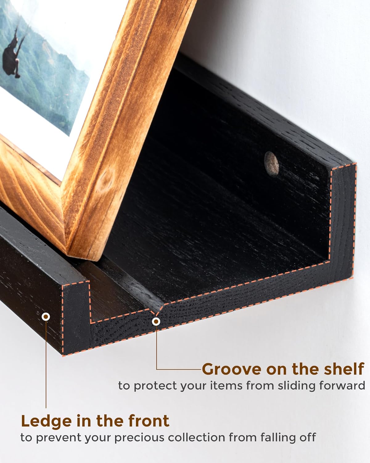 Axeman Oak Picture Ledge Shelf, 48 Inch Floating Shelves Set of 2, Solid Oak Wood Wall Shelves with Lip, Wall Decor Storage for Bedroom Living Room Bathroom Kitchen Nursery Photo Picture, Natural Oak