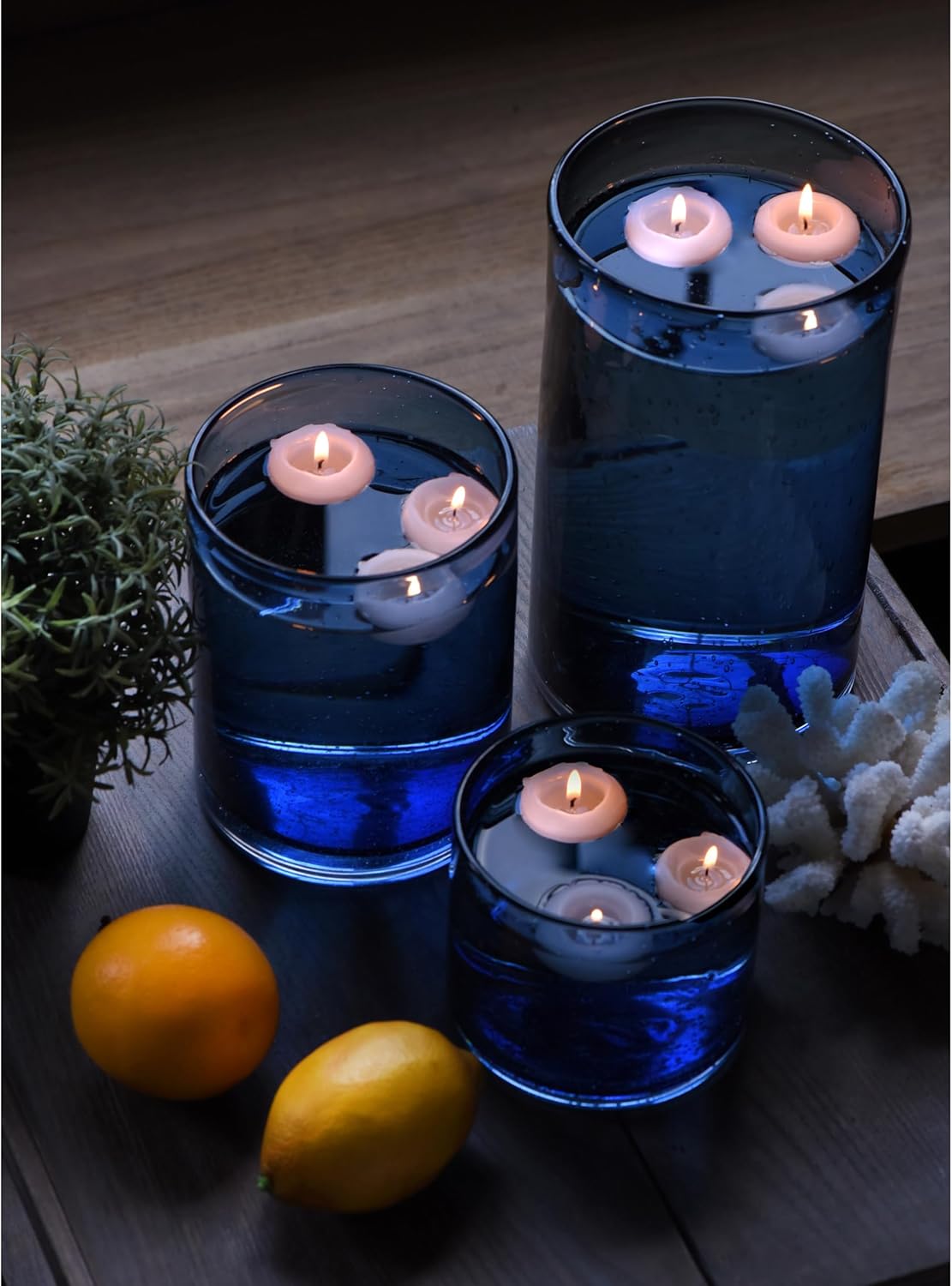 Hurricane Candle Holders for Pillar Hand Blown Glass Cylinder Vases Table Centerpiece Bulk Room Decor Clear Seeded Bubbles Living Dining Kitchen Island 10" 7" 4" Set of 3