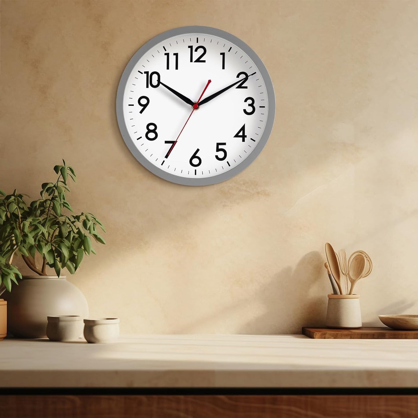 AKCISOT Wall Clock, Modern Small Wall Clocks Battery Operated 8 Inch, Silent Non-Ticking Analog Classic for Office, Home, Bathroom, Kitchen, Bedroom, School(Black)