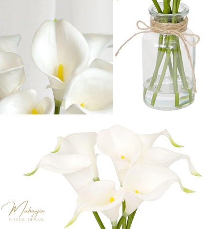 Muhanjia Artificial Eucalyptus Stems in Glass Vase with Faux Water,3Pcs Fake Plant with Double-Sided Green Leaves for Centerpiece(Double-Sided Green Eucalyptus)