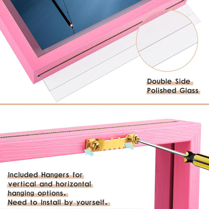MUYE 11x14 Floating Frame Set of 2,Double Glass Rustic Frame,Display Any Size Photo up to 11x14,Wall Mount or Tabletop Standing,Natural