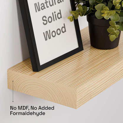 BAOBAB WORKSHOP Wood Floating Shelves for Wall Mounted, 16 inch Walnut Floating Shelf for Bathroom, Solid Wooden Wall Shelves for Kitchen Bedroom Farmhouse, Walnut Finish, 16 x 6.7, Set of 2