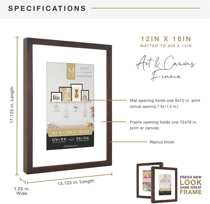 MCS Canvas Float Frames 8x10 Frame, Black Frame for Finished Canvases, Vertical & Horizontal Wall Hanging Frame with Adhesive for Canvas Paintings (1-Pack)