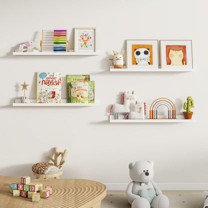 Dreamland Picture Ledge Shelf for Wall, Floating Shelves Set of 2, 48 Inch Long Floating Shelves with Lip for Living Room, Bedroom, Bathroom, Kitchen, White