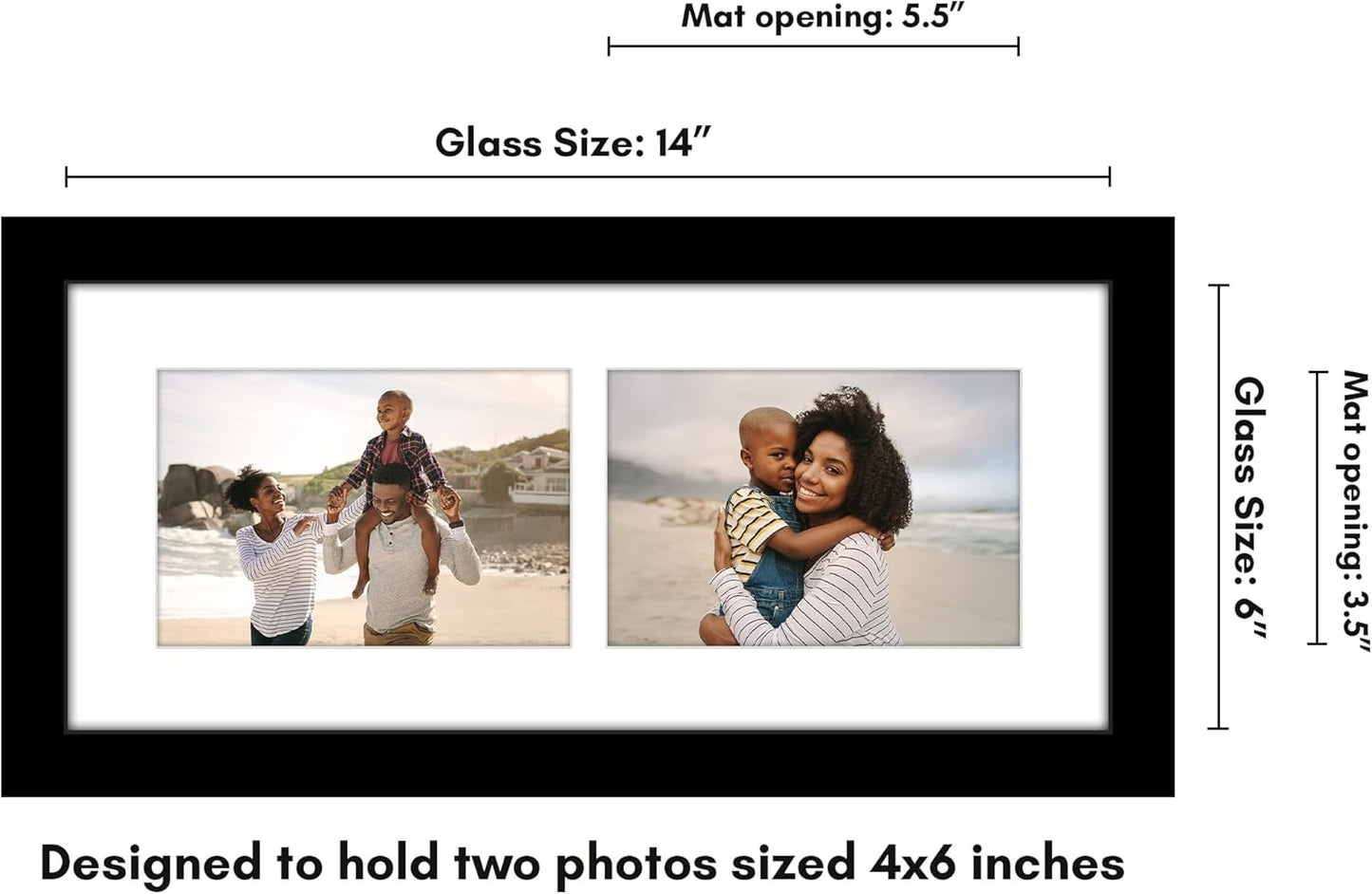 Americanflat 4x6 Collage Picture Frame with Shatter-Resistant Glass - Fits Five 4x6 Photos or Use as One 11x14 Picture Frame - Signature Collection - Collage Frames for Wall Display - Black