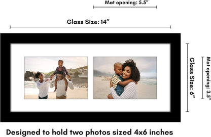 Americanflat 4x6 Collage Picture Frame with Shatter-Resistant Glass - Fits Five 4x6 Photos or Use as One 11x14 Picture Frame - Signature Collection - Collage Frames for Wall Display - Black