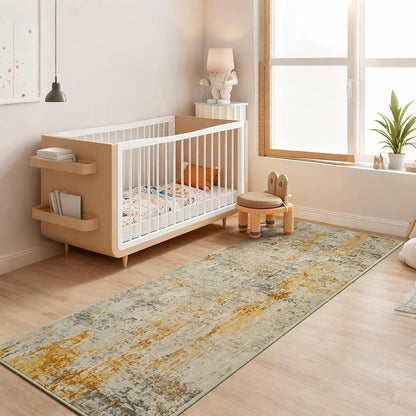 Ompaa 2x6 Rug Runners for Hallways Kitchen Runner Rug Non Slip Washable Grey Long Runner Rugs with Rubber Backing Soft Abstract Carpet Runner for Hallways, Kitchen, Bedroom, Bathroom, Entryway - Colors B